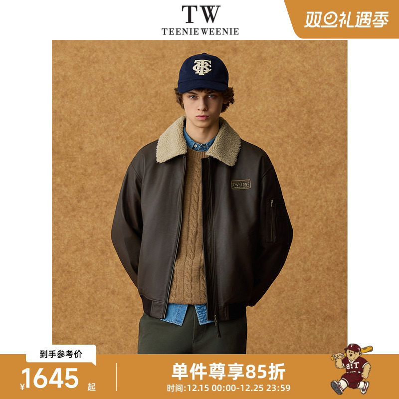 Teenie Weenie小熊男装法式复古宽松翻领保暖休闲夹克外套