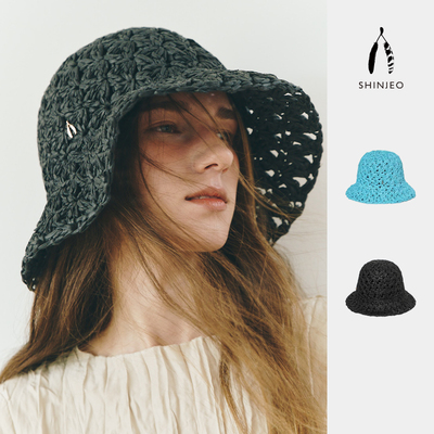 7折 SHINJEO 安格集合店 24夏季多色纸草手钩编制镂空大檐渔夫帽
