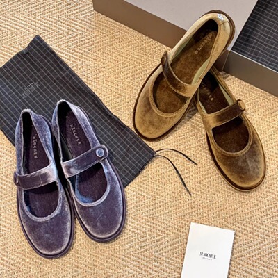 MARCHEN复古绒面钢琴课玛丽珍鞋