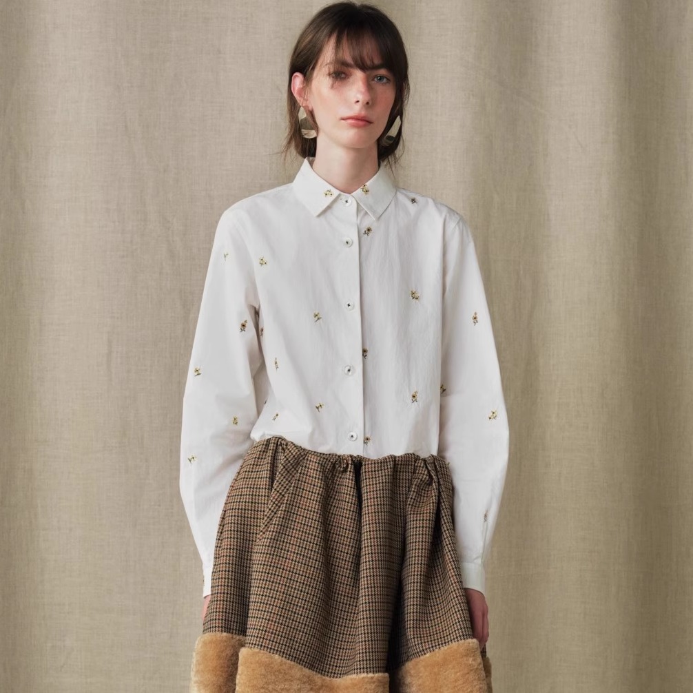 MARCHEN浮花翻领东方旅行衬衫女