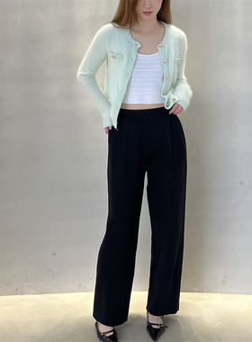 CRUSH 安格集合店 23早春SS女士黑色高腰阔腿西装裤正装裤