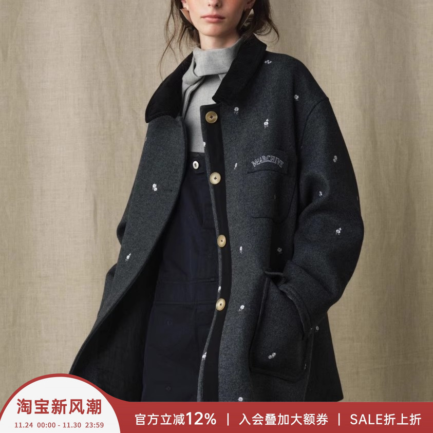 MARCHEN 花卉刺绣雪国列车外套