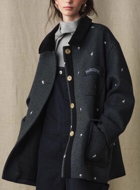 MARCHEN 安格集合店 25AW秋冬花卉刺绣羊毛雪国列车外套大衣女