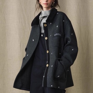 MARCHEN 安格集合店 25AW秋冬花卉刺绣羊毛雪国列车外套大衣女