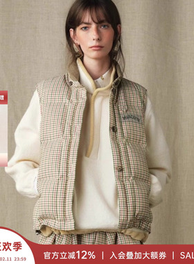 现货 MARCHEN 安格集合店 25AW秋冬保暖羊毛格纹鹿谷羽绒马甲背心