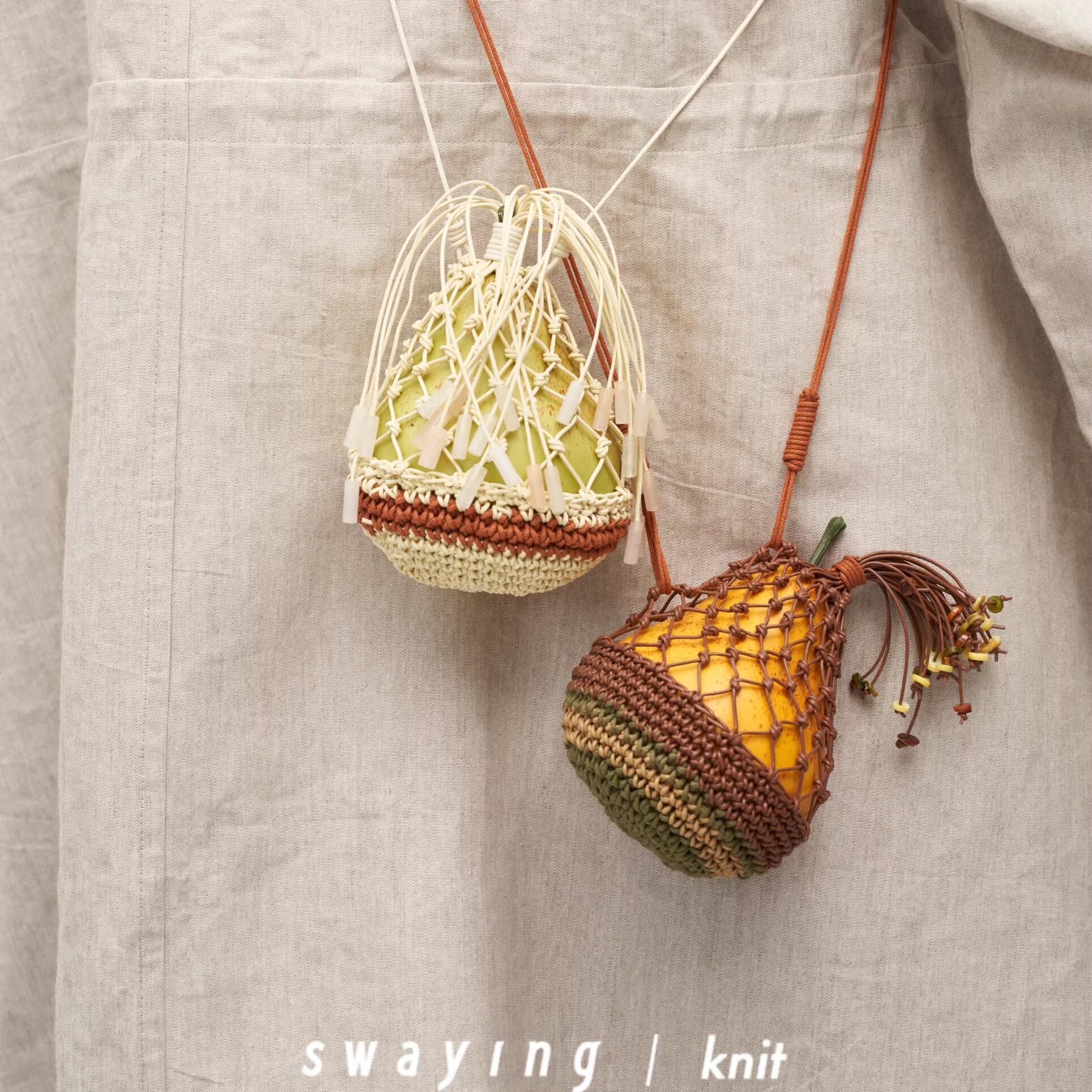 SWAYING 安格集合店 25SS早春新款手工钩针迷你梨蘑菇单肩斜挎包