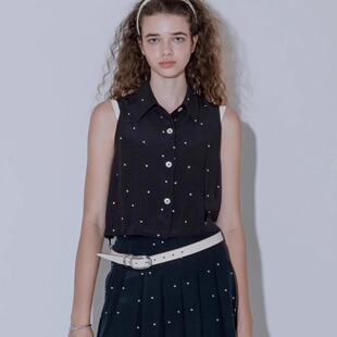 MARCHEN 安格集合店 25夏季假日系列桑蚕丝俏皮抽绳波点露珠马甲