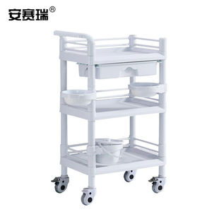 安赛瑞全塑收纳车实验室可移动落地置物架收纳小推车治疗车换药车