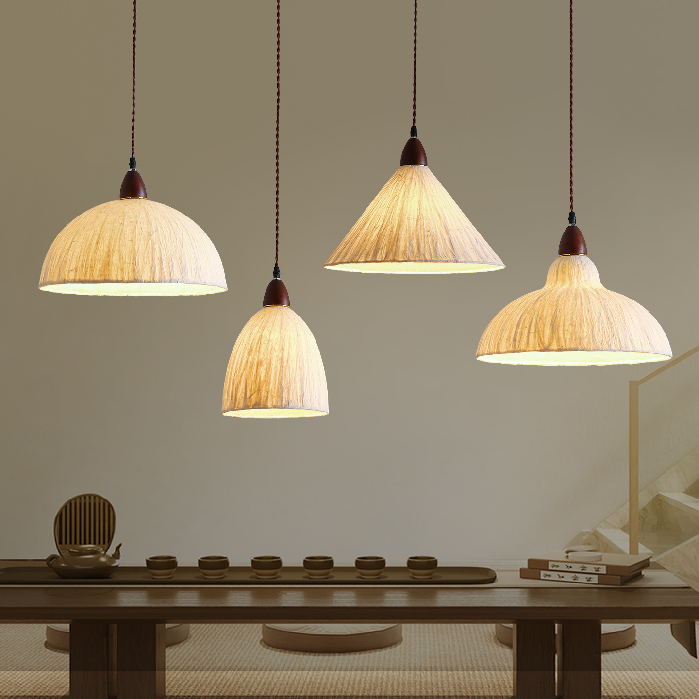 宣纸吊灯日式诧寂风复古手工茶室禅意民宿吧台咖啡店装饰氛围灯具