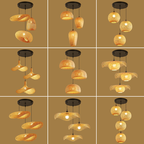 创意个性艺术竹编组合吊灯灯罩