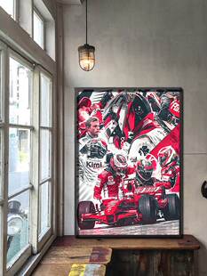 F1莱科宁KIMI挂画法拉利赛车周边海报壁画电竞房间酒店潮流装饰画