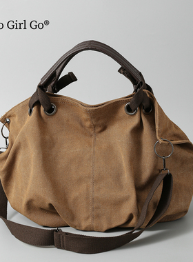 2025新款美式工装复古通勤大包可斜挎帆布手提包美拉德色系托特包