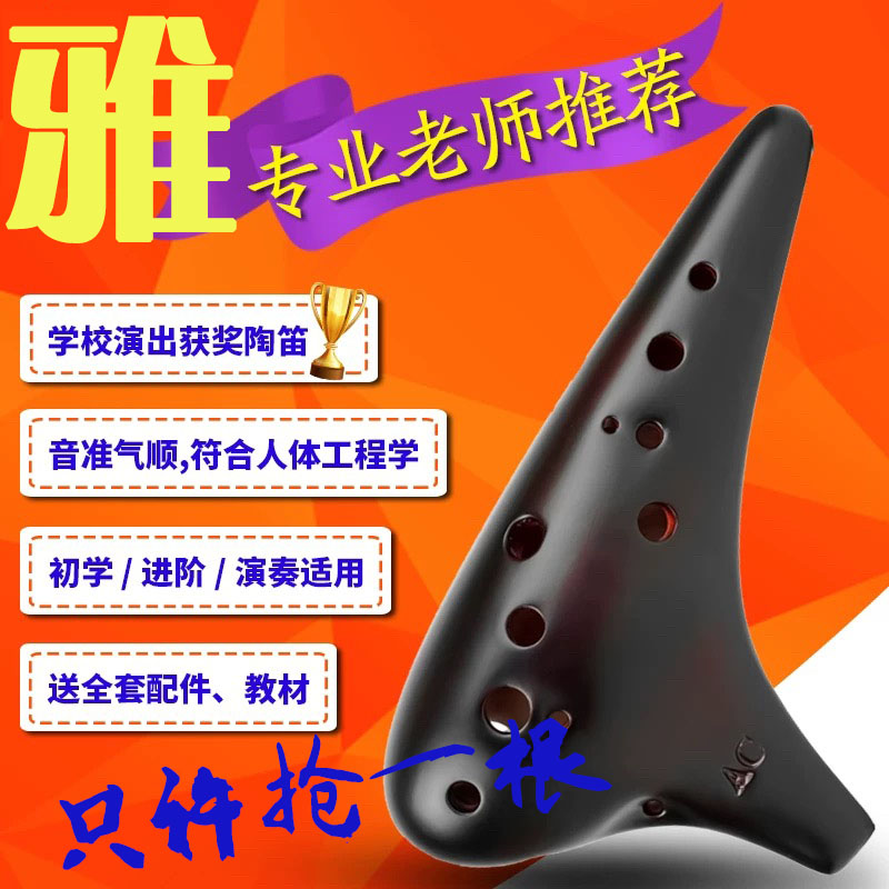 陶笛乐器12孔AC专业演奏儿童学生成人中音c调十二孔6陶埙六初学者