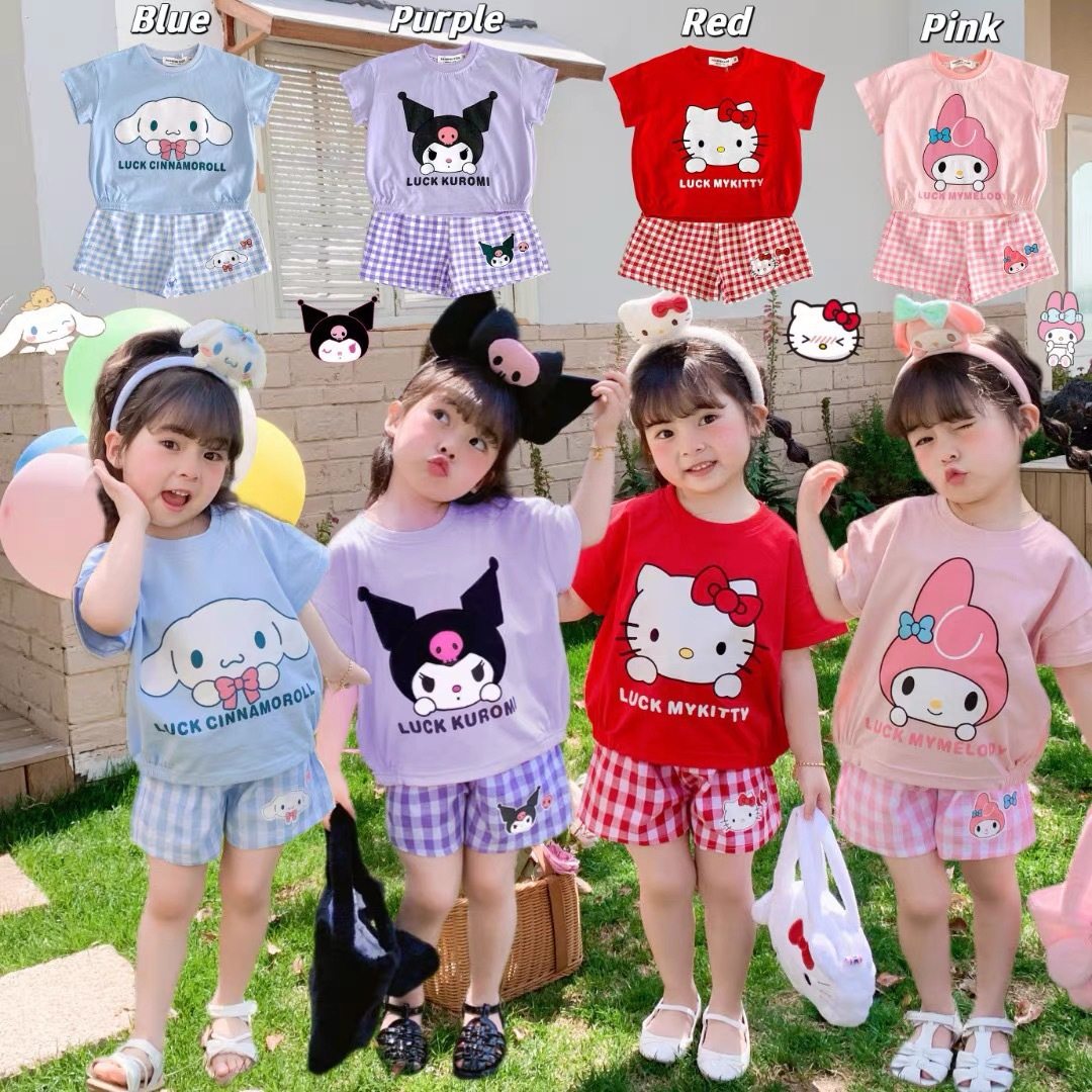 美乐蒂短袖短裤套装时尚女孩子儿童melody上衣裤子两件套夏季百搭