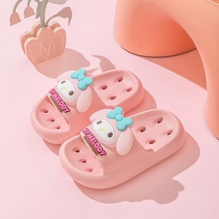 美乐蒂凉拖鞋镂空拖鞋室内卡通melody家居浴室洗澡防滑一字拖女孩
