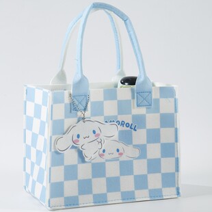 玉桂狗蓝色手提包伴手礼礼品袋卡通大耳狗毛毡包手拎袋大容量女孩