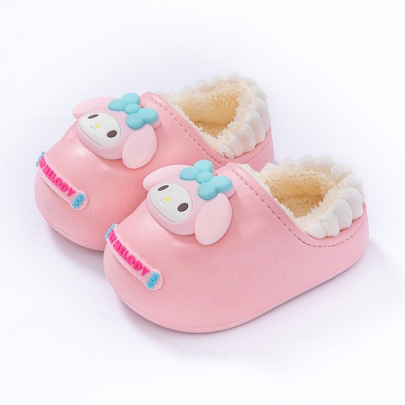 儿童美乐蒂冬季棉拖鞋新款防水卡通melody保暖防毛绒家居鞋女孩子