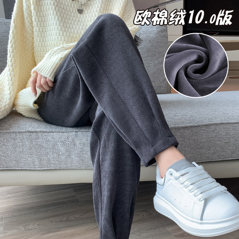 加绒雪尼尔运动裤女秋冬季2023新款灰色宽松束脚休闲哈伦萝卜卫裤怎么样,好用不?