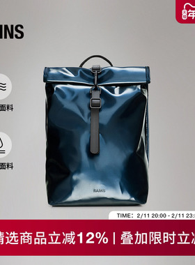 Rains防水面料卷顶双肩包电脑书包户外通勤旅行男女Rolltop/13330