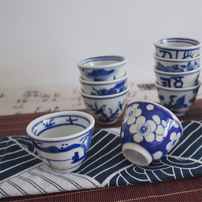 景德镇手绘仿古青花瓷功夫茶杯