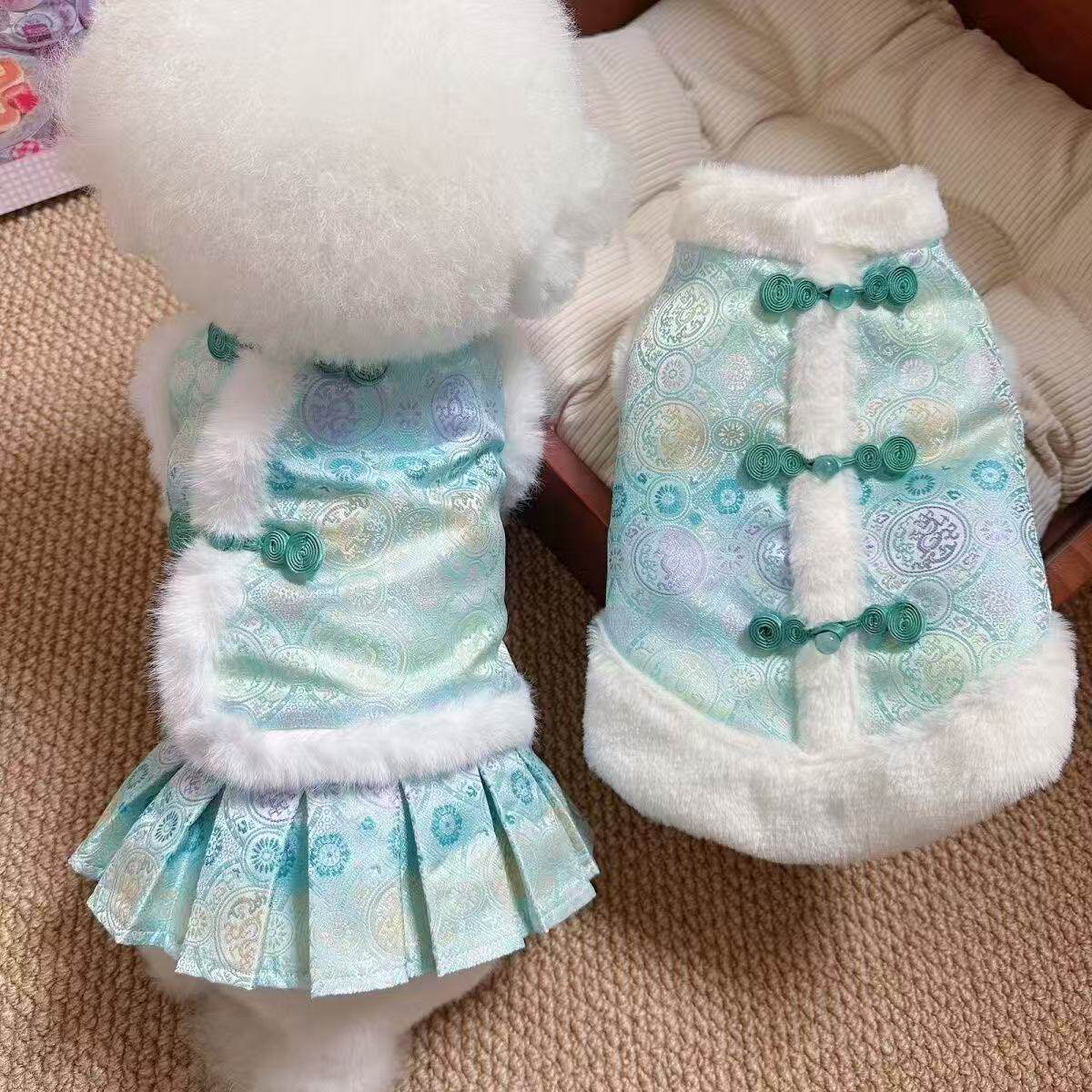 新中式国风汉服棉裙小狗