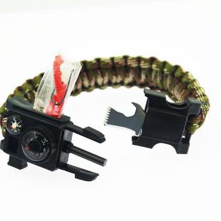 户外求生装备带刀伞绳手链多功能手环指南针温度计防身手链打火石