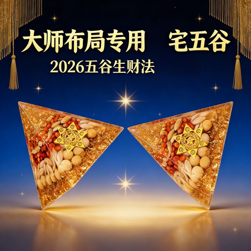 2026五谷生财法水晶三角体大布局专用新中式国学摆件大师布局财阵,家居饰品,国学摆件,淘宝优惠券,粉丝福利购,淘宝优惠卷