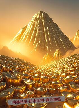 新款金山万丈光芒招财画玄关书房走廊墙贴装饰出租屋宿舍商铺自贴