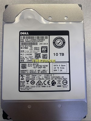 Dell 0RVFR2 HUH721010ALE600 10T 硬盘 10TB 7.2K SATA 6Gb 3.5