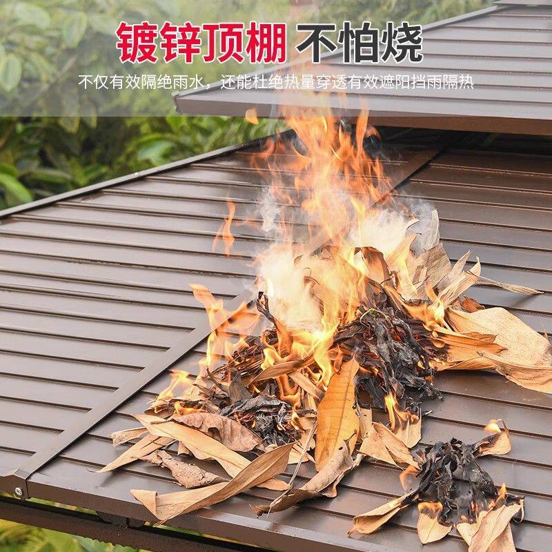 户外凉亭雨棚超大号镀锌顶遮阳棚室外多功能凉亭秋千庭院别墅亭子