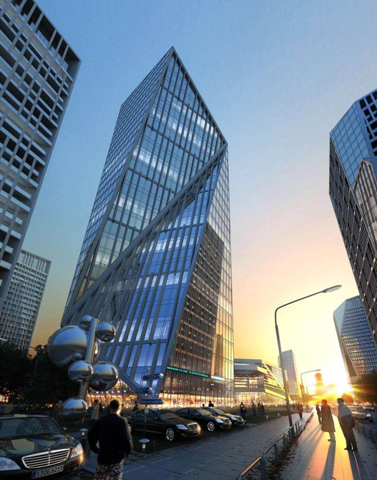 写字楼建筑外观设计效果图 摩天大楼城市建筑设计商业建筑结构