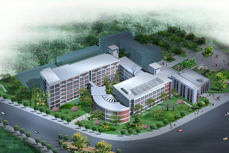 学校规划设计案例鸟瞰图 学校操场 学校建筑 学校效果图 教学楼