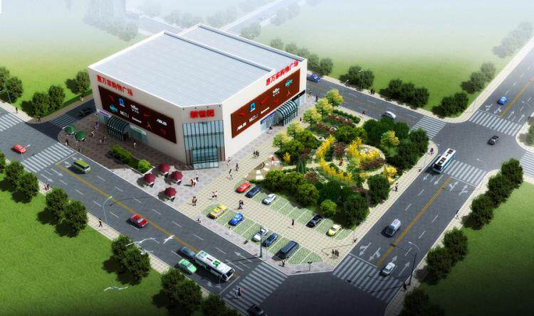 商业综合体.商场建筑外观设计效果图 建筑表现建筑规划效果图设计