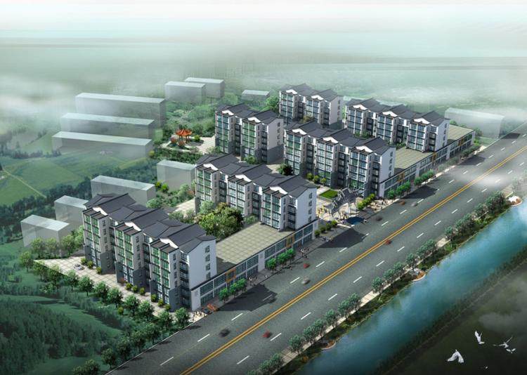 城市住宅小区规划设计 住宅小区住宅鸟瞰住宅效果图欧式效果图