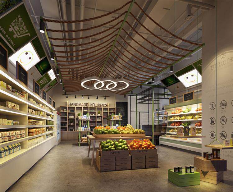 水果店设计效果图 水果超市鲜榨果汁鲜果店果汁店鲜汁饮品鲜果