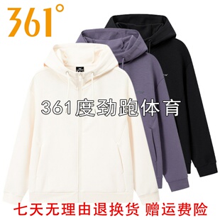 361度女士连帽开襟卫衣新品2026春秋女子运动帽衫外套56Z614010A