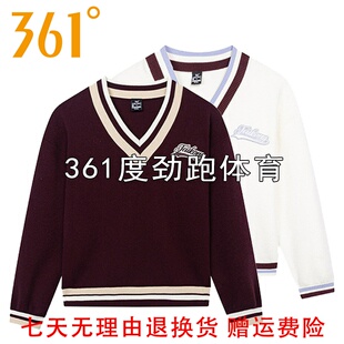 361度女士V领套头毛衫新品冬女子内搭休闲打底衫562349815