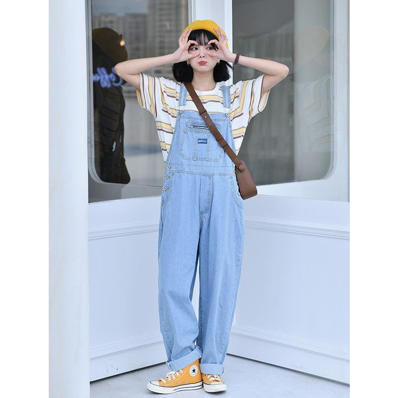 TOANDFRO / 2022春款高腰减龄牛仔裤女春夏秋冬都能穿的背带裤