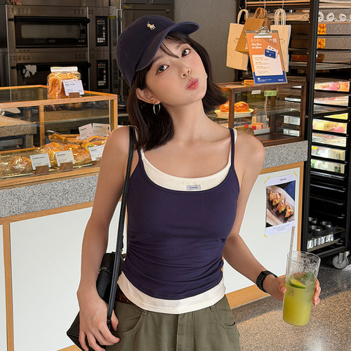 TOANDFRO / 2026春夏藏青假两件背心吊带女