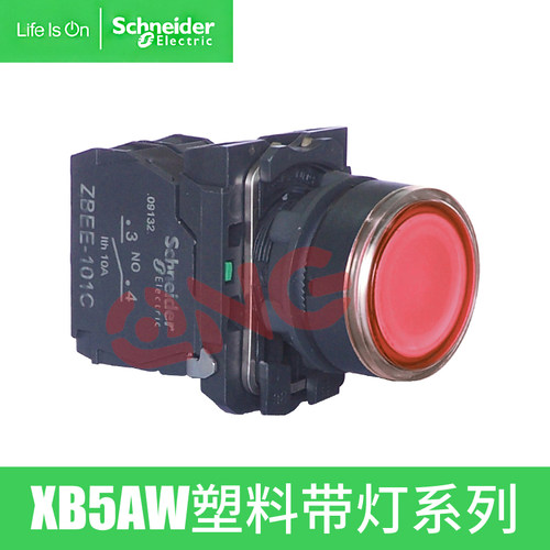 施耐德带灯自复位按钮开关XB5AW33B1C绿色常开XB5AW34B2C常闭24V