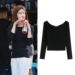 T恤女 一字领内搭长袖 长期现货2025春许我耀眼许妍赵露思同款 修身