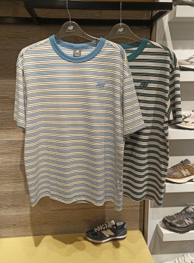 NEW BALANCE NB 26夏季男款休闲圆领时尚全棉条纹T恤短袖MT61H5D9