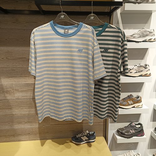 NB男款全棉条纹短袖T恤MT61H5D9