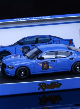 Rollin 1:64 道奇战马 Charger MSP 密歇根州州警 合金车模