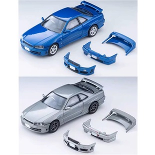TLV 尼桑R34天际线 Skyline Turbo 带配件 蓝色银色合金车模型