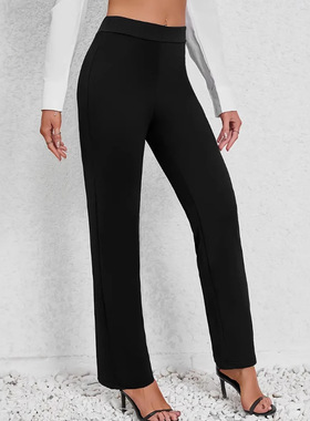TK欧美高腰休闲直筒纯色女装长裤