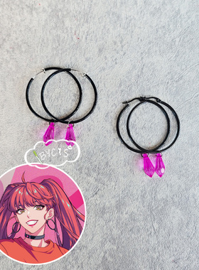 PL 四周年BAE AnZ cos耳环Anne Faulkner夸张黑色圆环耳针耳夹