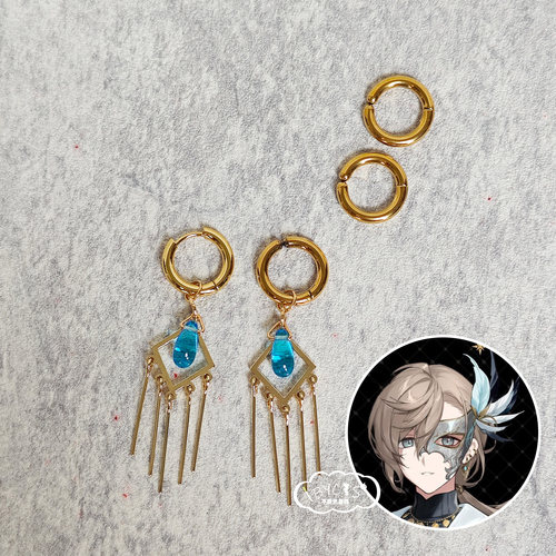 叶 cos 菱形流苏耳环耳针耳夹 ChroNoiR kanae耳坠配饰