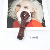 diy leather rope, genuine leather rope, cowhide rope, aged antique coffee-colored round and flat cowhide strip, bracelet, necklace, woven rope thumbnail 4