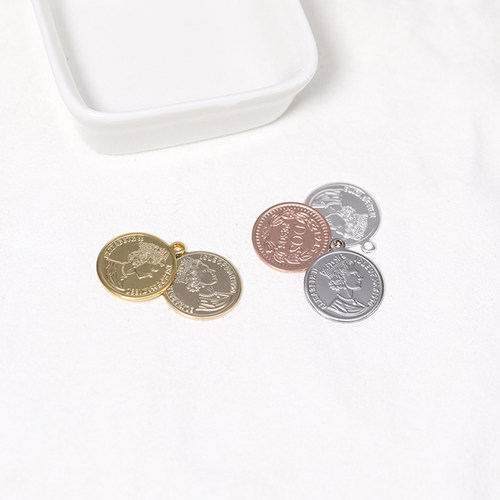 diy手链项链配件 18K包金镀金保色吊饰挂牌美人头吊坠圆牌挂饰